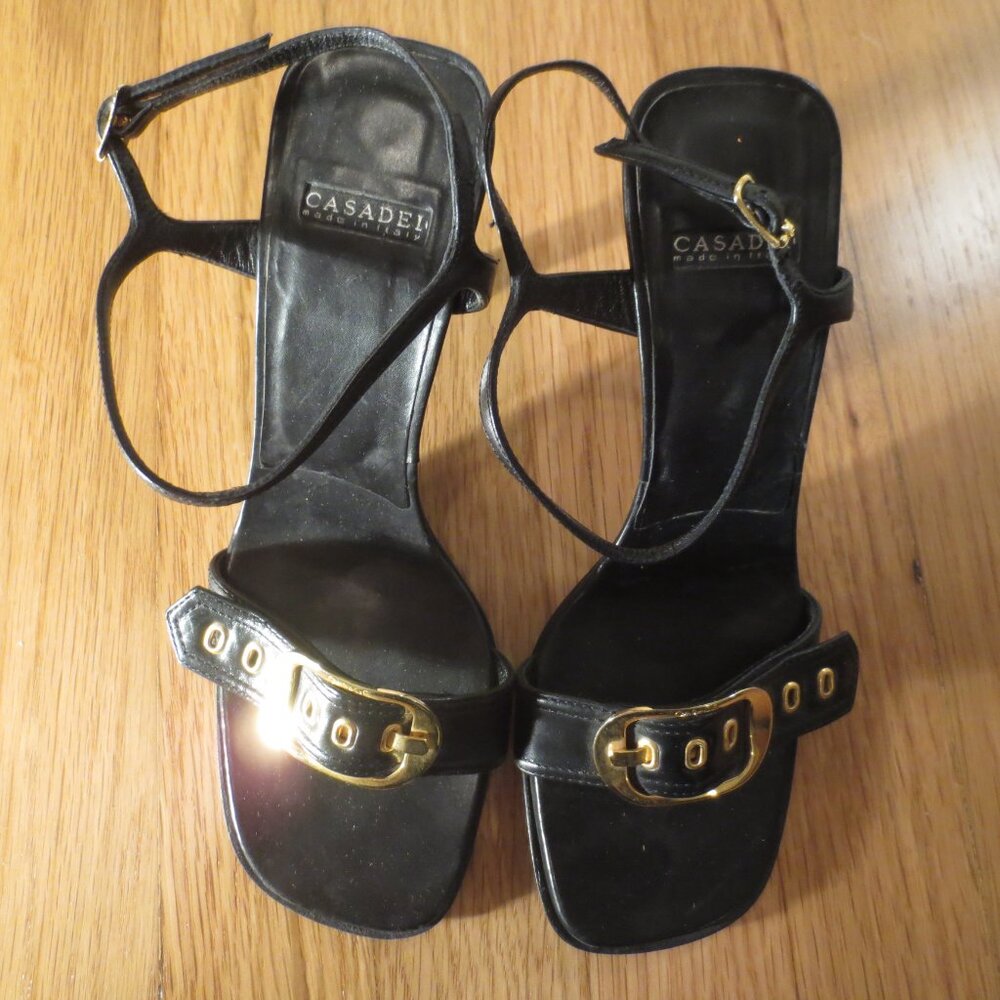 CASADEI Black Buckle Design High Heel Sandals